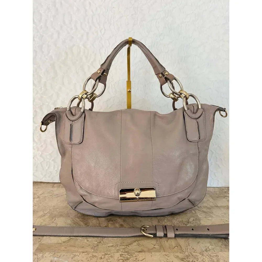 Coach Kristin taupe pinnacle Leather Hobo Crossbody Shoulder Bag Handbag 16823